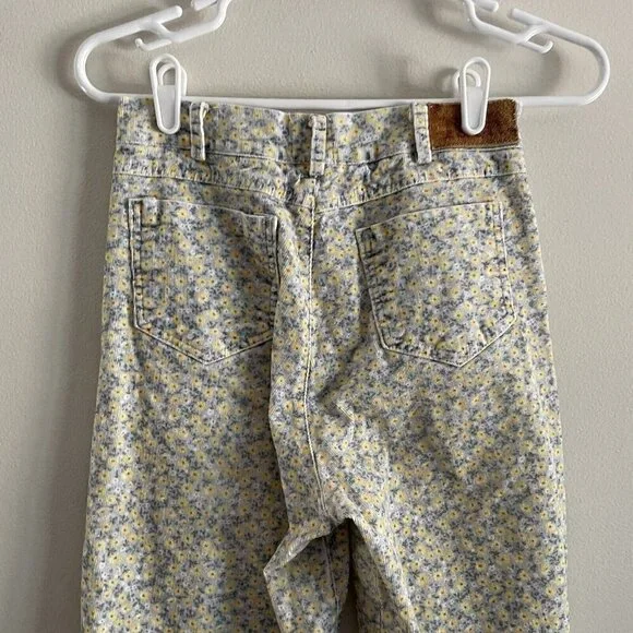 Tach Clothing Womn XS Ditsy Floral High Rise Tapered Crystal Corduroy Ankle Pant - Picture 10 of 14